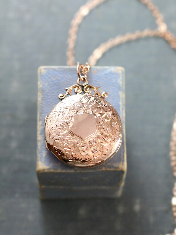 Antique Rose Gold Locket Necklace Victorian Edwardian 9ct