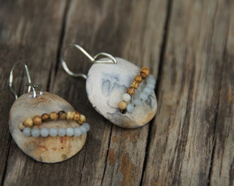 Raised from ashes - pit fired ceramic earrings - tribal inspired