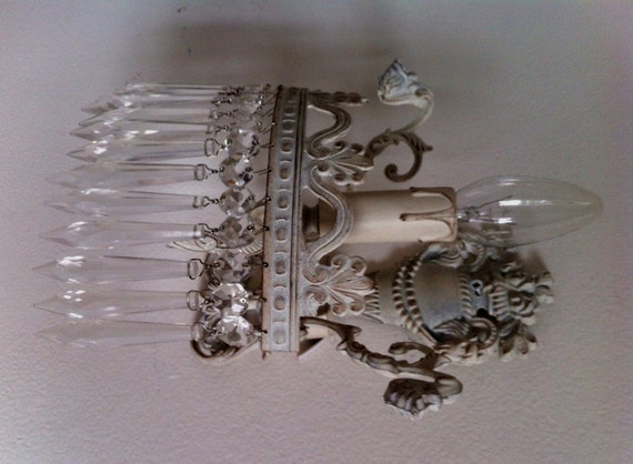 italian shabby chic glass crystals sconce one of two italian shabby chic glass crystals sconce one of two