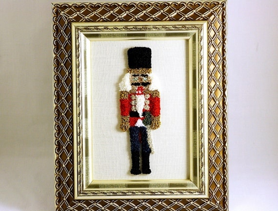 Nutcracker 3D Embroidery Sculpture. Fiber Art. Christmas Home Decor. Needle Punch Embroidery. Nutcracker Suite Ballet. Red, Gold, Silver.