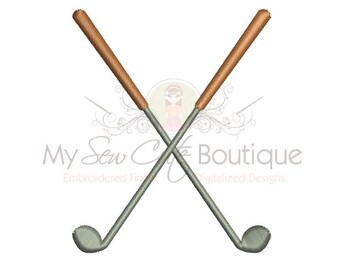 Crossed Golf Clubs Embroidery Design - Machine Embroidery Designs - 6 Sizes - Instant Download
