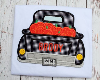 Pumpkin Truck - Halloween Shirt - Pumpkin Patch Shirt - Boys Fall Shirt - Boys Thanksgiving Shirt - Personalized Pumpkin Truck