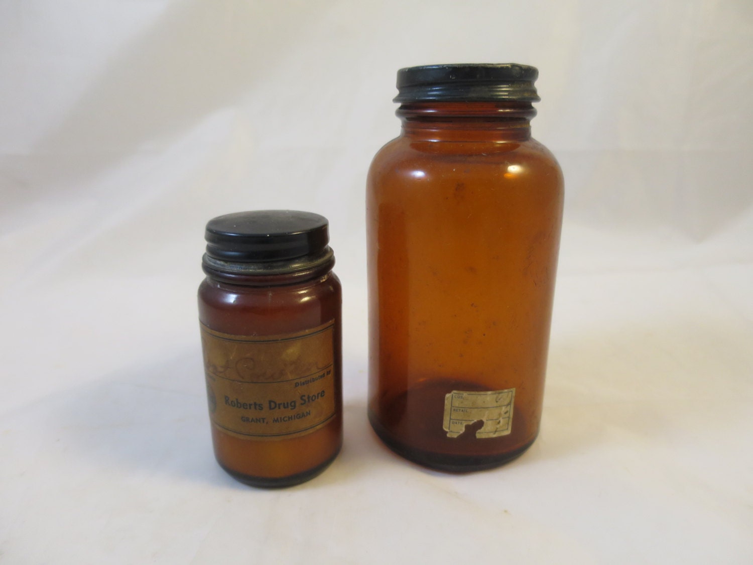 Vintage Brown Bottles 2 Apothecary Pharmacy Labels Brown Glass