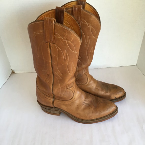 vintage 4013 Tony Lama work boots light brown leather Cowboy