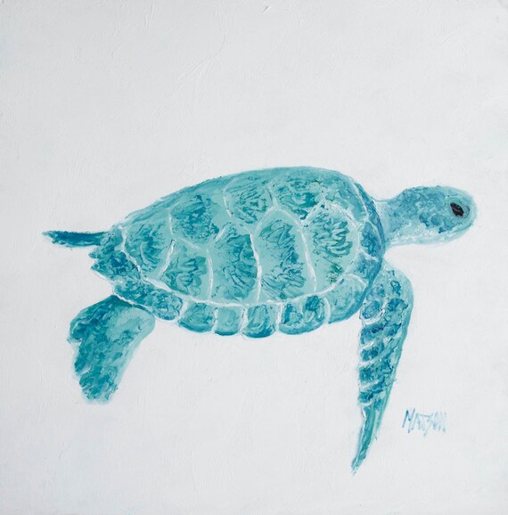 Sea turtle painting bathroom wall art coastal decor beach