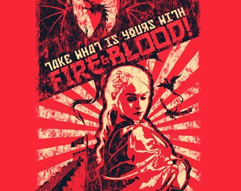 Daenerys Shirt. Jon & Dany! Game of Thrones Shirt. Khaleesi Shirt. Mother of Dragons Shirt. Fire and Blood! Ice and Fire. Targaryen Shirt.