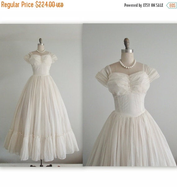 ON SALE 40's Wedding Gown // Vintage 1940's Flocked Swiss Dot Ruched ...