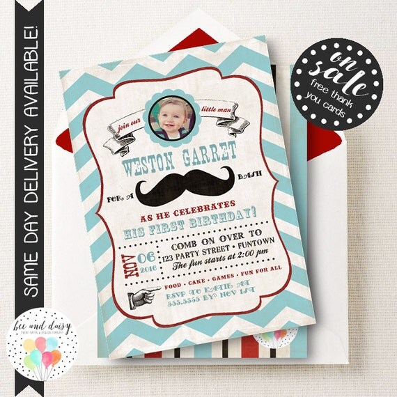 Mustache Birthday Invitation, Mustache First Birthday Invitation, Mustache Party, Boy First Birthday, Boy Birthday, Mustache Invite Il_570xn