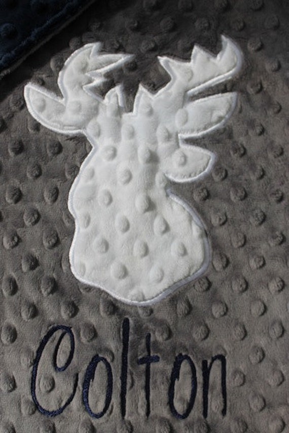 Personalized blanket lovie blanket deer head blanket by isewjo