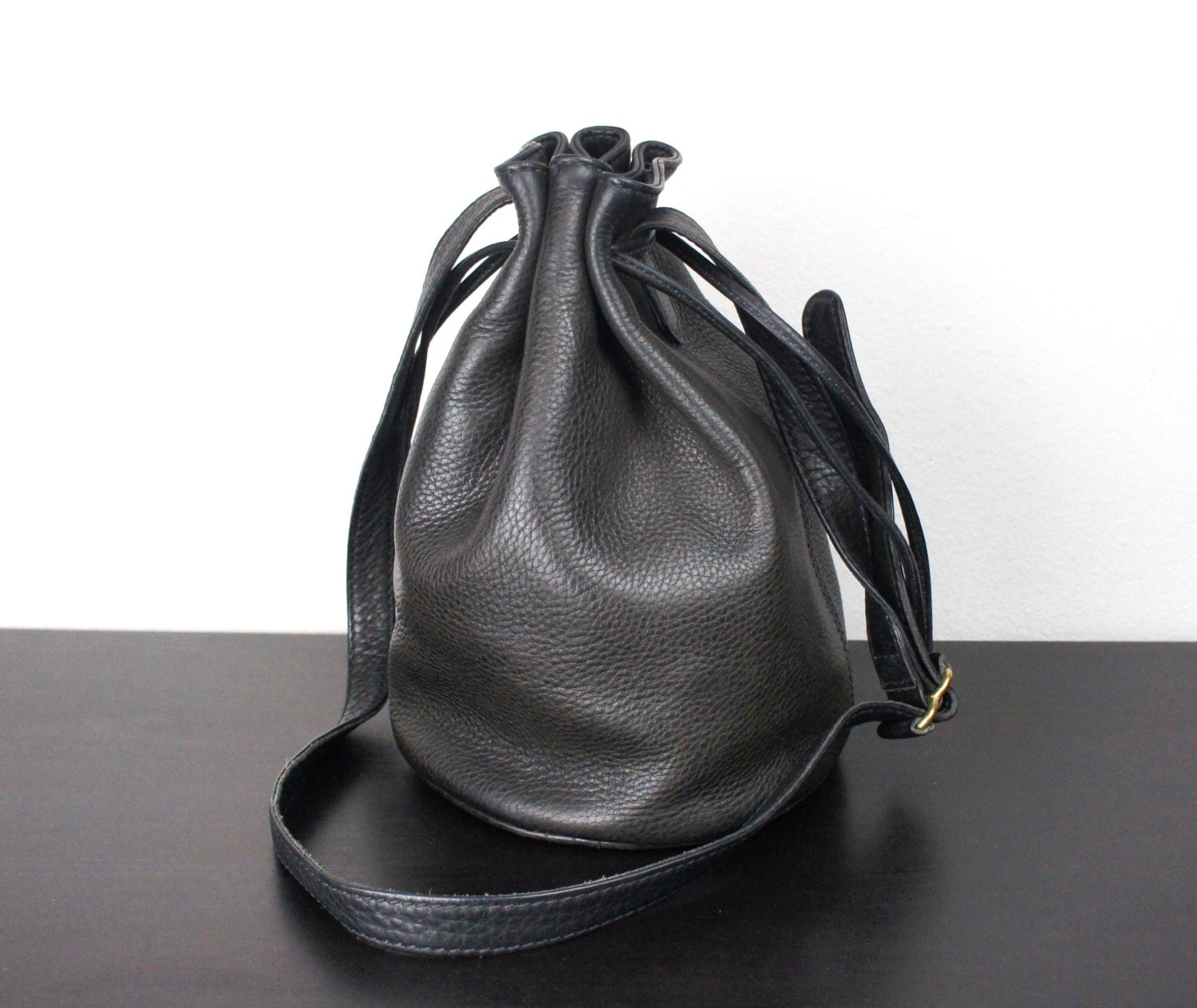 Vintage Coach Sonoma Drawstring Bucket Bag Black Pebbled