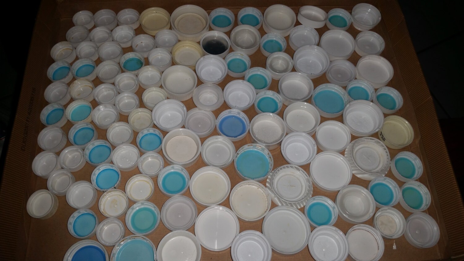 100 Used Coke Plastic Bottle Caps Color white Coca Cola soda