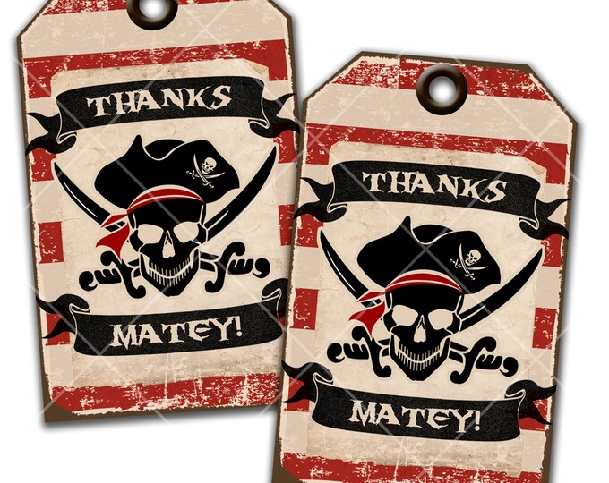 Pirate Party - Thank You Tags - Hang Tags - Favor Tags - Gift Tags - Instant Download - Print Your Own
