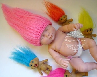 Wig Hair Beanie Prop, Hat prop, Photo prop, mythical creature, goblin, dwarf troll hair, baby hat, gnome beanie, baby costume hair