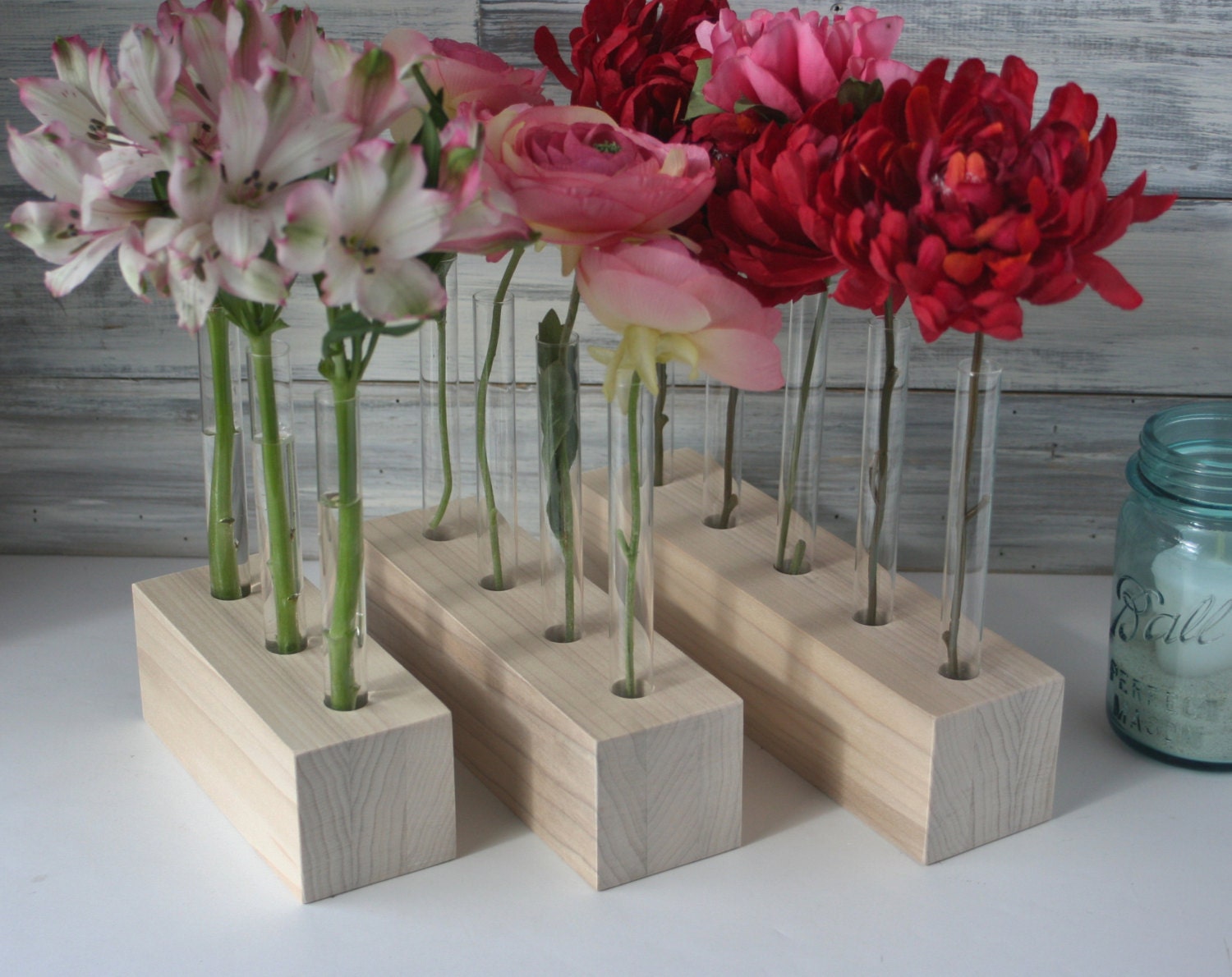 DIY Test Tube Vase Unfinished wood flower vase Three
