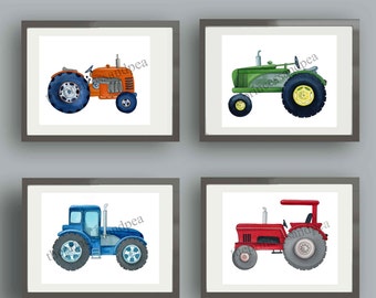 tractor art, tractor wall art decor, tractor nursery art prints, boy tractor art, farming art prints