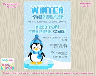 Winter ONDERLAND Invitation Wonderland Birthday Penguin 1st Boy 2nd Printable Print Winter ONDERLAND Invitation Wonderland Birthday Penguin 1st Boy 2nd Printable Print