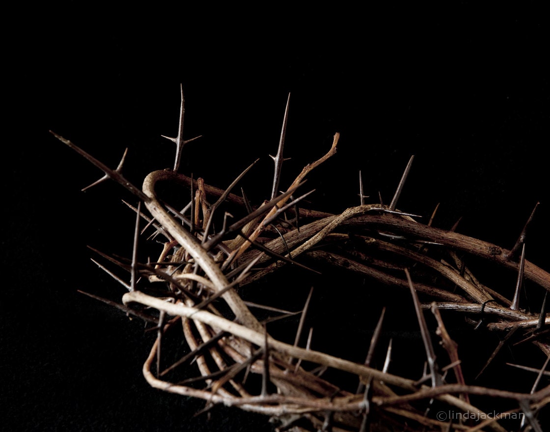 Crown of Thorns and crosses on black fine art canvas photo