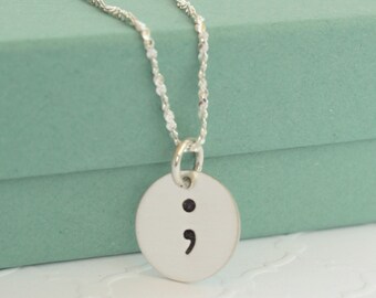 Semicolon necklace - Semicolon Jewelry - Personalized Necklace - Hope Necklace - Awareness Jewelry - Semicolon Gift - Quote Jewelry - PSC -