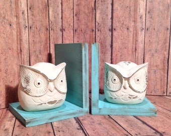 Fat Owl Figurines Set of Bookends//Available in a Variety of Colors//Gifts for Her//Farmhouse Decor//Handmade in the USA//Gifts Under 25