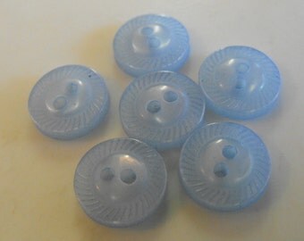 6 Light Blue Side Dash Round Buttons Size 7/16"