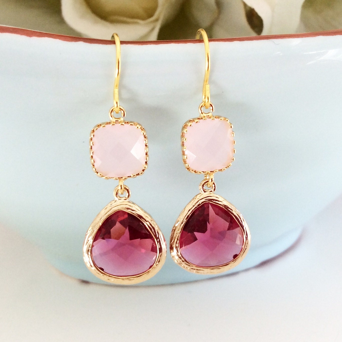 Blush Wedding Dangle Earrings Pink Blush Earrings Blush