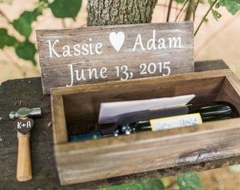 Rustic Chic Wedding Wine Box Ceremony Wedding Anniversary Wine Box First Fight Wine Box Custom Wood Wine Box Wedding Wine Gift White Wash