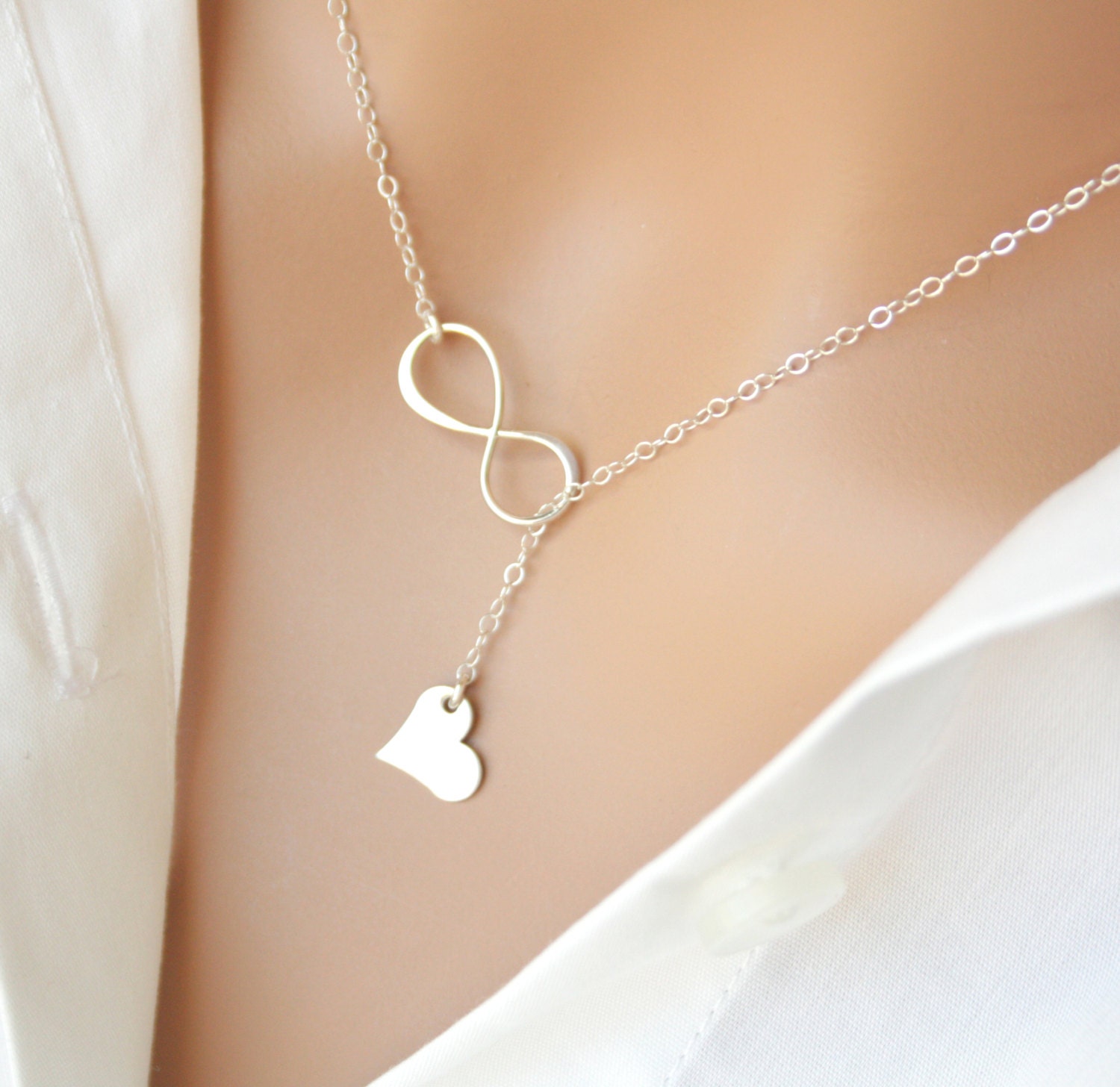 Infinity Lariat Y necklace and Heart with customized letter