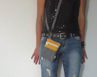 Small crossbody bag in color block style. Design your own gadget case. Phone pouch, accessory purse, must have trending handbag.
