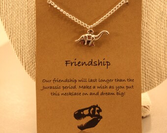 Dinosaur Necklace: Dinosaur Friendship Necklace, Best Friends, Best Friend Necklace, Dinosaur Jewelry, Jurassic Park, Wish Jewelry