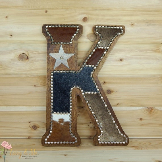 Cowhide Wall Letter K Western Home Decor Wall by LizzyandMe