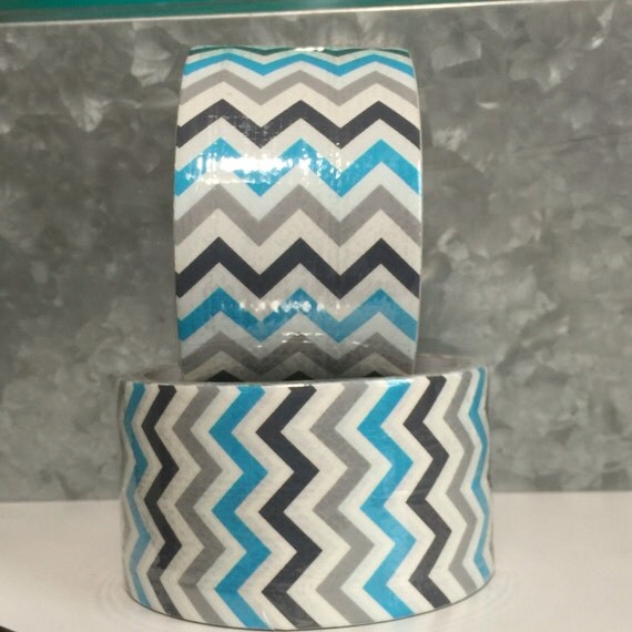 Chevron Duct Tape BLUE GRAY BLACK White Zig Zag by TrulyTina