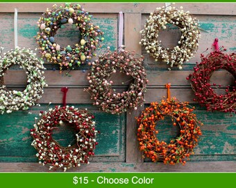 Mini Berry Wreath - Mini Wreath - Fall Wreath - Christmas Wreath