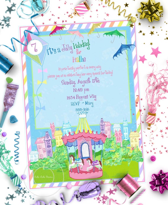 CAROUSEL HORSE INVITATION ~ Personalized Printable Download Il_570xn