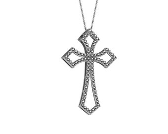 Diamond Fleur de Lis Cross Pendant by PeterKDesignsJewelry on Etsy