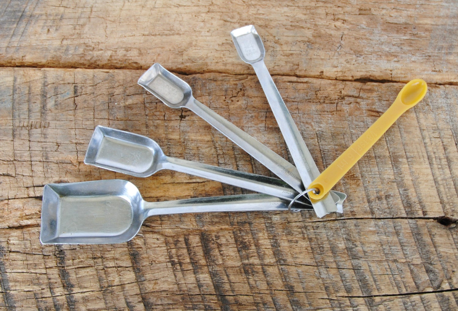 Vintage Measuring Spoons Square Long Handled Stainless Steel