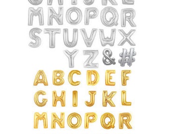 Custom Letter Balloons Banner Balloons Air Fill only Gold Letter Balloons or Silver Letter Balloons / Birthday, Engagement Weddings Hashtag