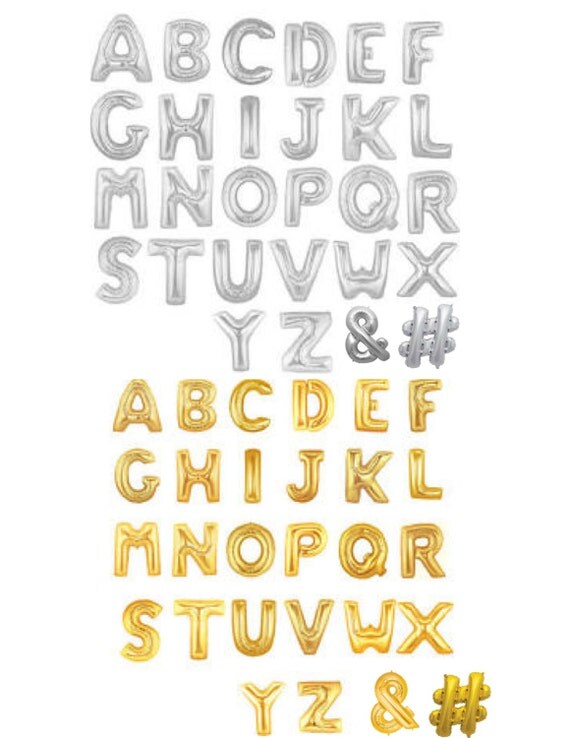 Custom Letter Balloons Banner Balloons Air Fill only Gold