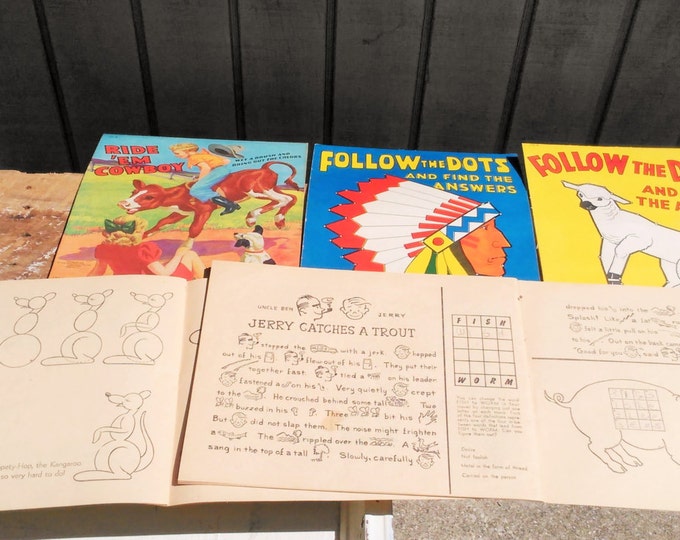 Vintage Activity Books - Set of 12 Kids Activity Books in Box