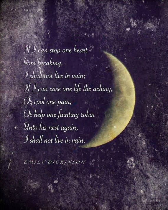 Emily Dickinson poem Crescent Moon photograph with quotation
