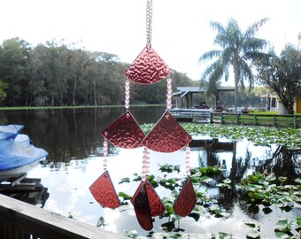 Glass Windchime, Yard Art, Stained Glass Wind Chime, Garden Decor, Yard Art, Window Treatment, Housewarming Gift, Hostess Gift, Gift for Her