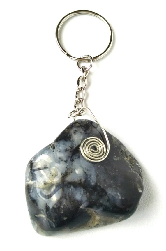 Polished Rock Keychain Keyring Key by OutWestArtsandCrafts