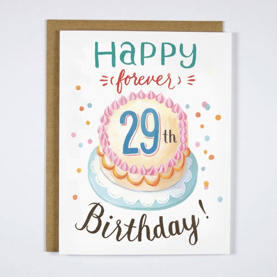 Forever 29 Birthday Greeting Card funny humorous by FourWetFeet
