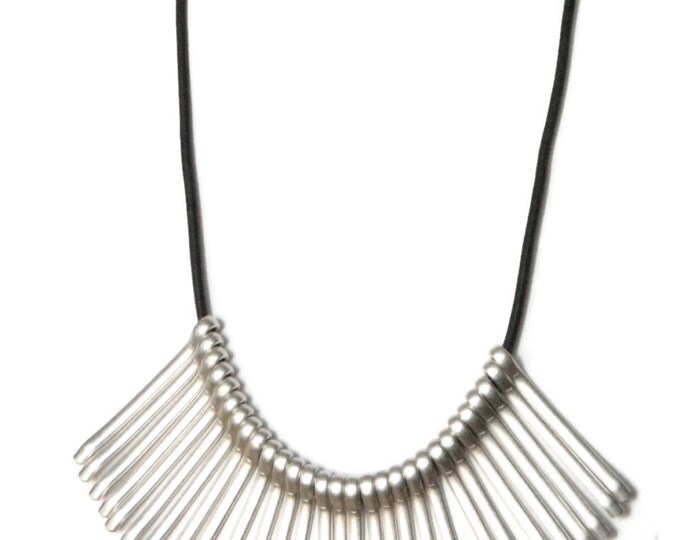 Silver statement Necklace,Statement necklace,Large necklace,Tribal necklace,silver necklace,unique necklace,bib necklace,leather necklace