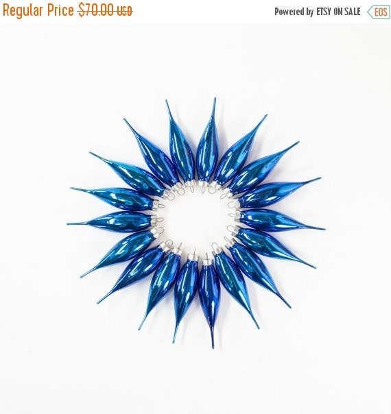 ON SALE Vintage Teardrop Christmas Ornaments Blue Christmas Tree