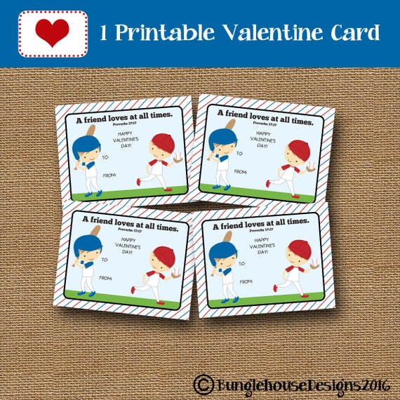 Baseball Valentines Boys Valentine Cards DIY PRINTABLE