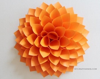 Orange Wall Decor paper dahlia 10'' dahlia wall decor wedding Orange Wall Decor paper dahlia 10'' dahlia wall decor wedding