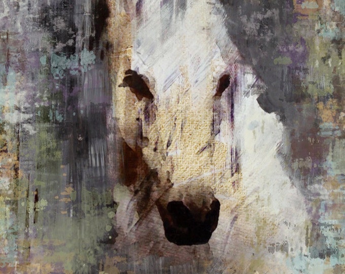 Color Queen. Extra Large Horse, Unique Horse Wall Decor, White Rustic Horse, Large Contemporary Canvas Art Print up to 72" by Irena Orlov