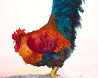 rooster art, rooster watercolor rooster print rooster painting chicken watercolor chicken painting chicken print chicken canvas kitchen art,
