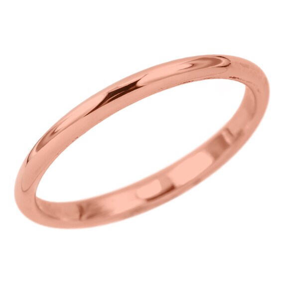 2mm Wide x 1 5mm Thick  14k Rose  Gold  Half Round Wedding  Band