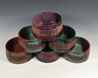 Custom ONE Extra Small Cat or Dog dish- Single Bowl - Choose your text - choose your color- ceramics - pottery - stoneware - pets - feeding